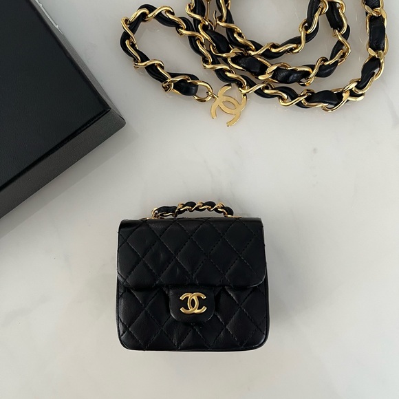 Chanel Mini Matelasse Coco Mark Chain Belt Waist Bag / Vintage 1990s - Picture 3 of 14